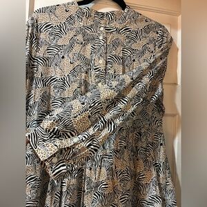 J CREW Zebra Print Shirt Dress